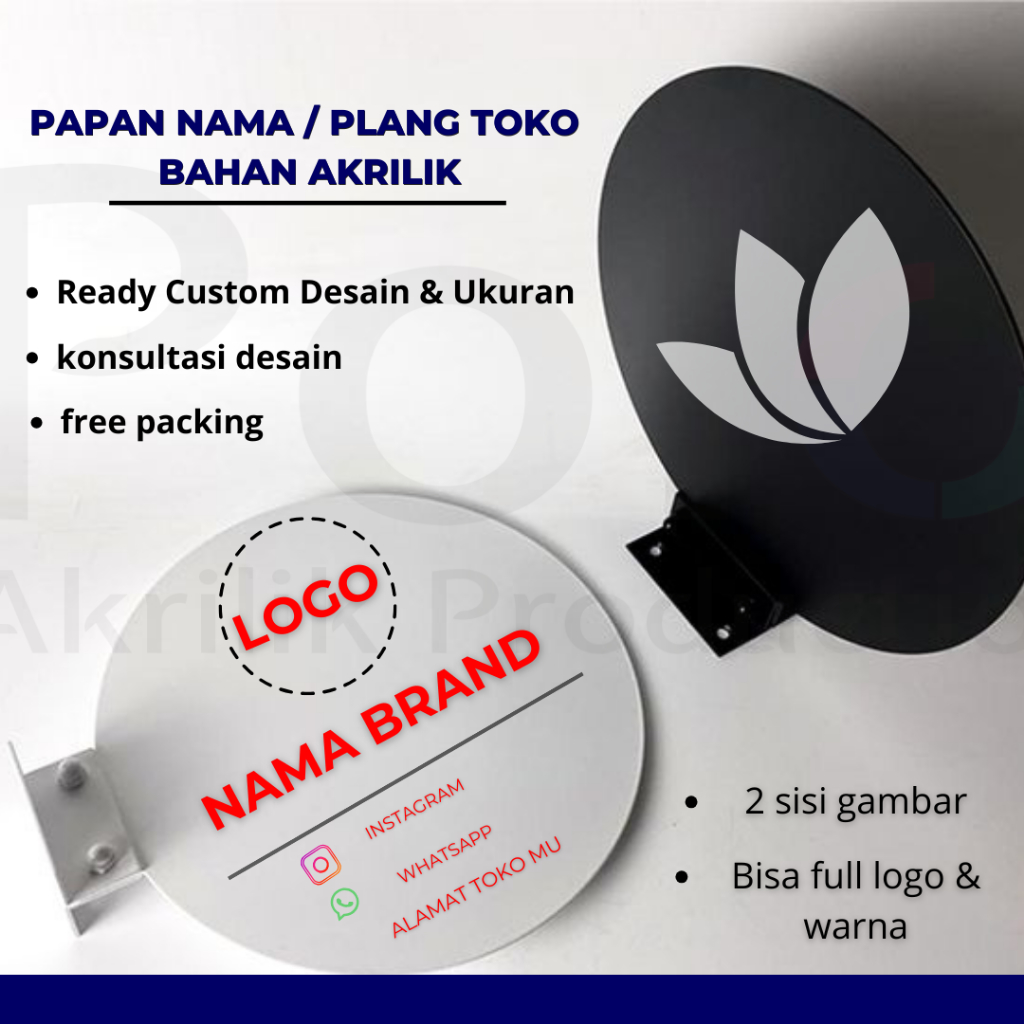 Plang Toko Akrilik Custom  2 Sisi Gambar – Papan Nama Toko, Cafe, Resto, OnlineShop