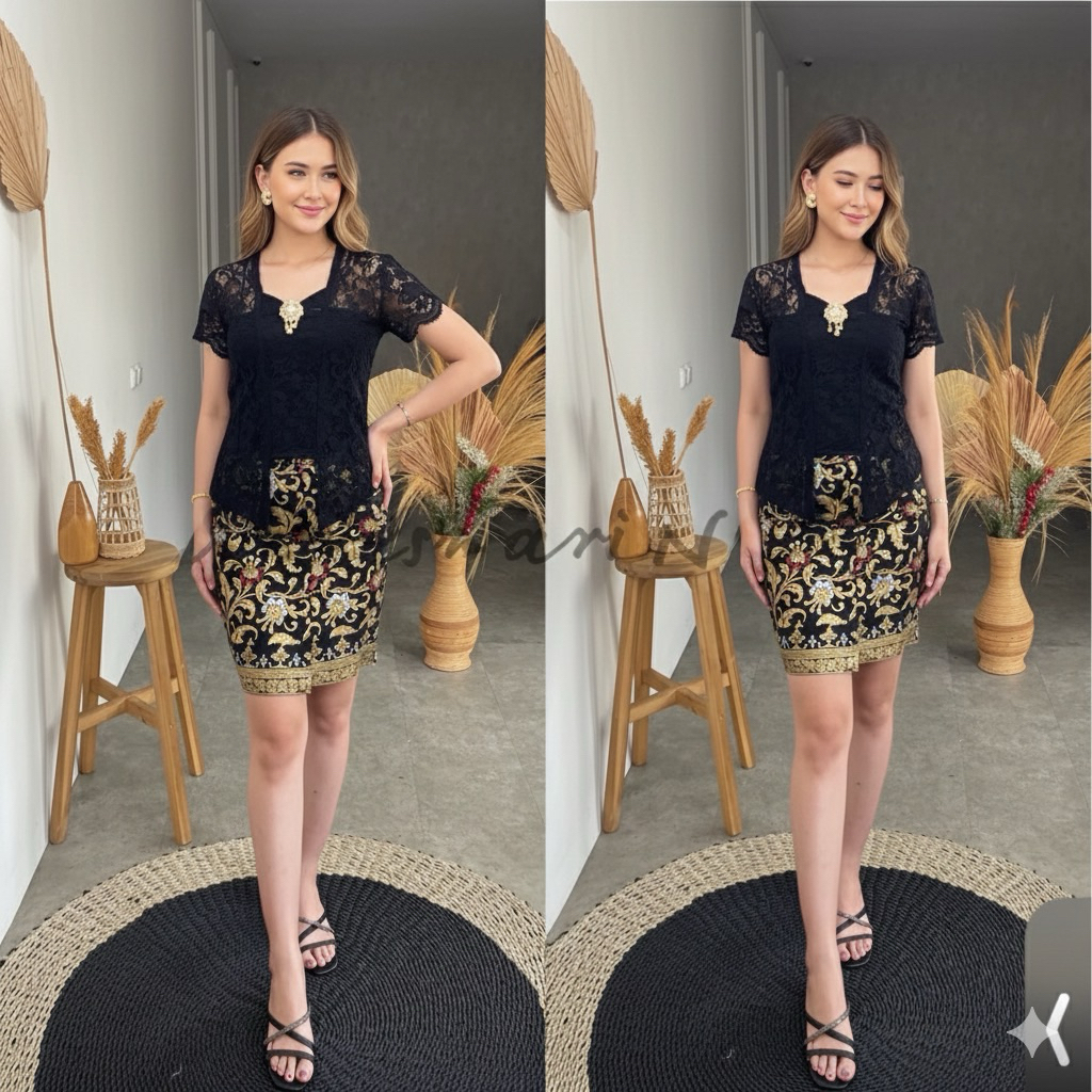set kebaya sofia lengan pendek rok  span pendek