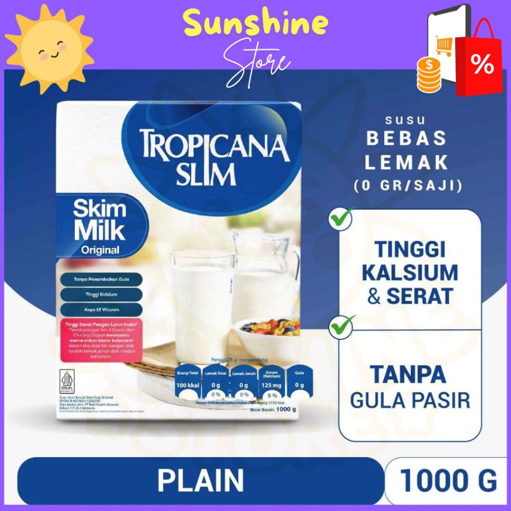 Tropicana Slim Susu Skim Original (PLAIN) 1000 gram