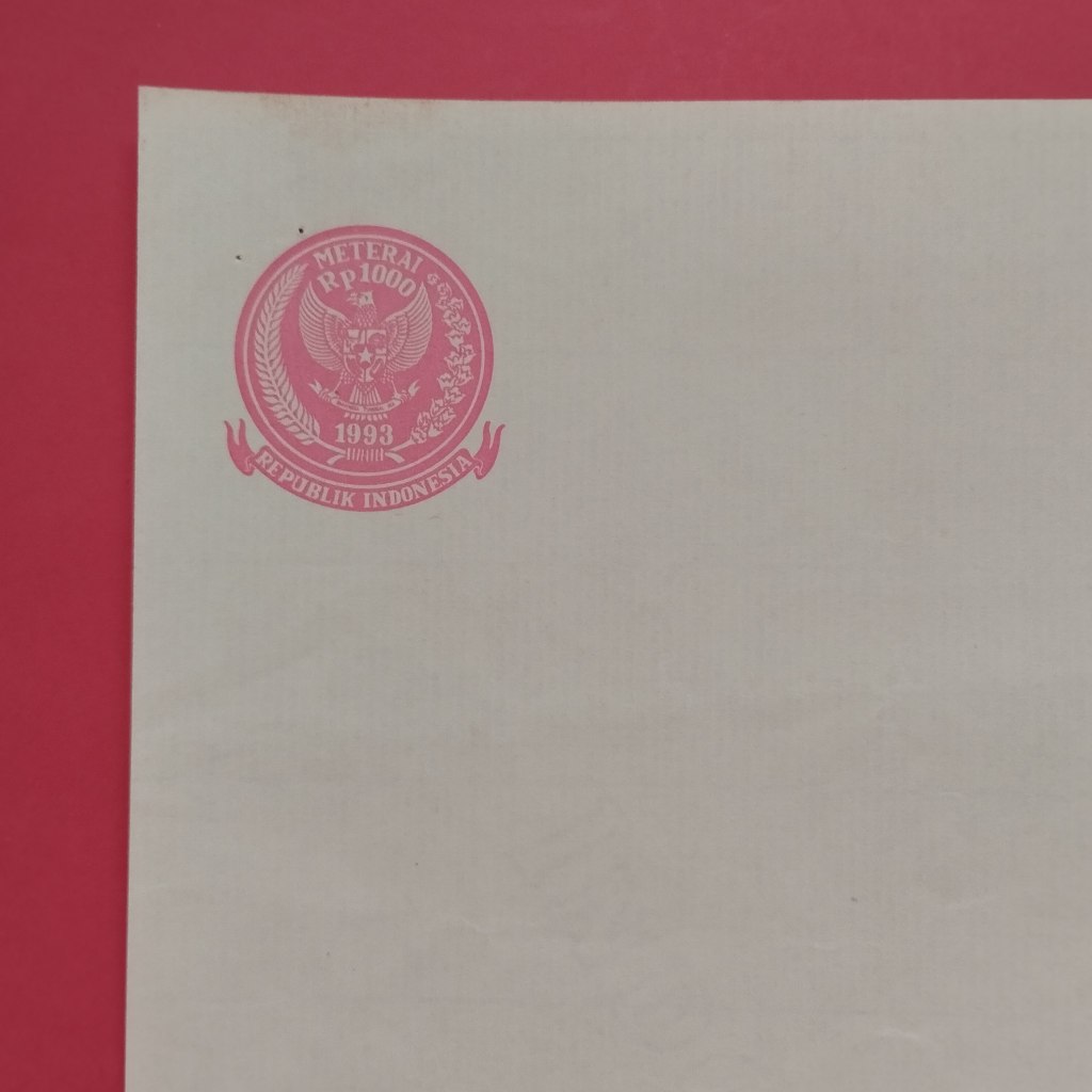 Kertas Segel Rp 1000 Tahun 1993 Single