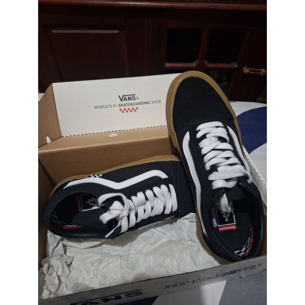 Sepatu Vans Skate Old Skool Black/gum (Original-Second)