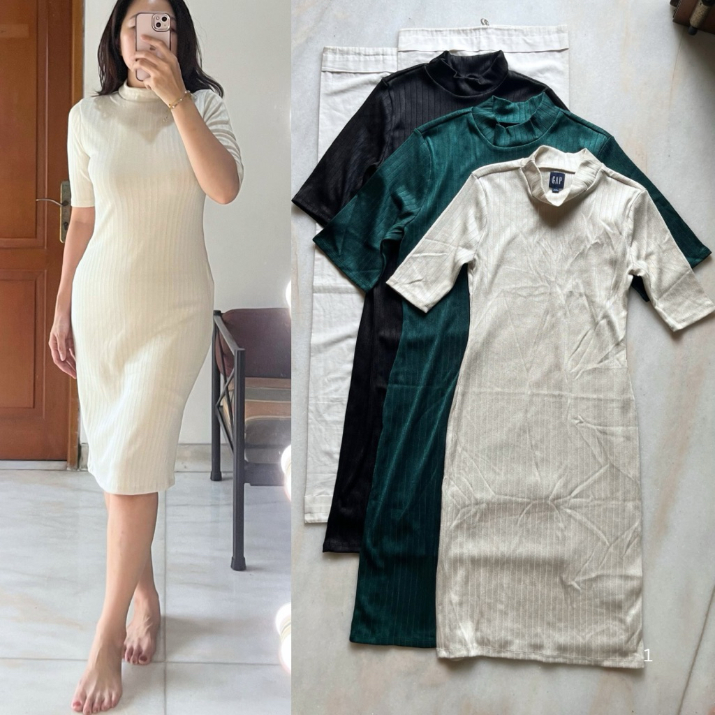 GAP Rib HighNeck Maxi Dress