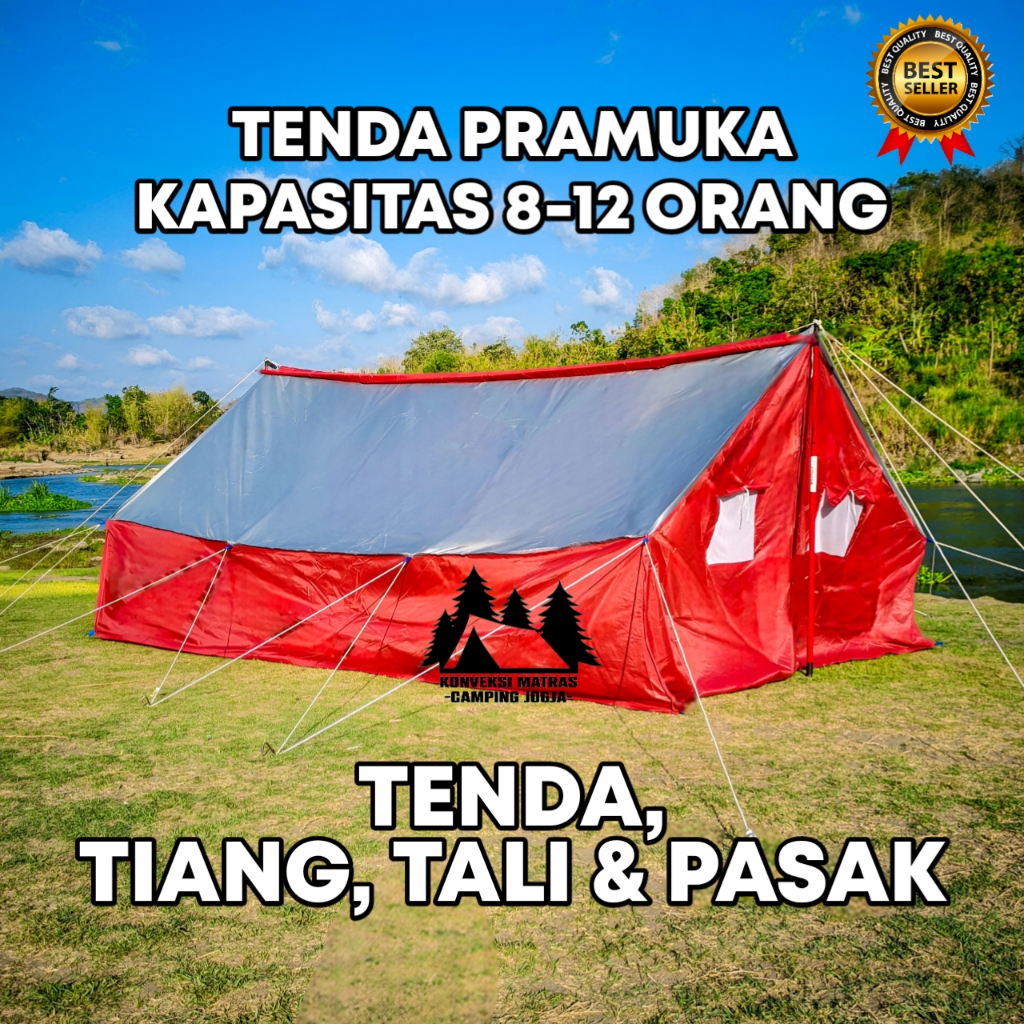 Tenda Pramuka Kap 8-12 Orang | Tenda Tiang Tali dan Pasak