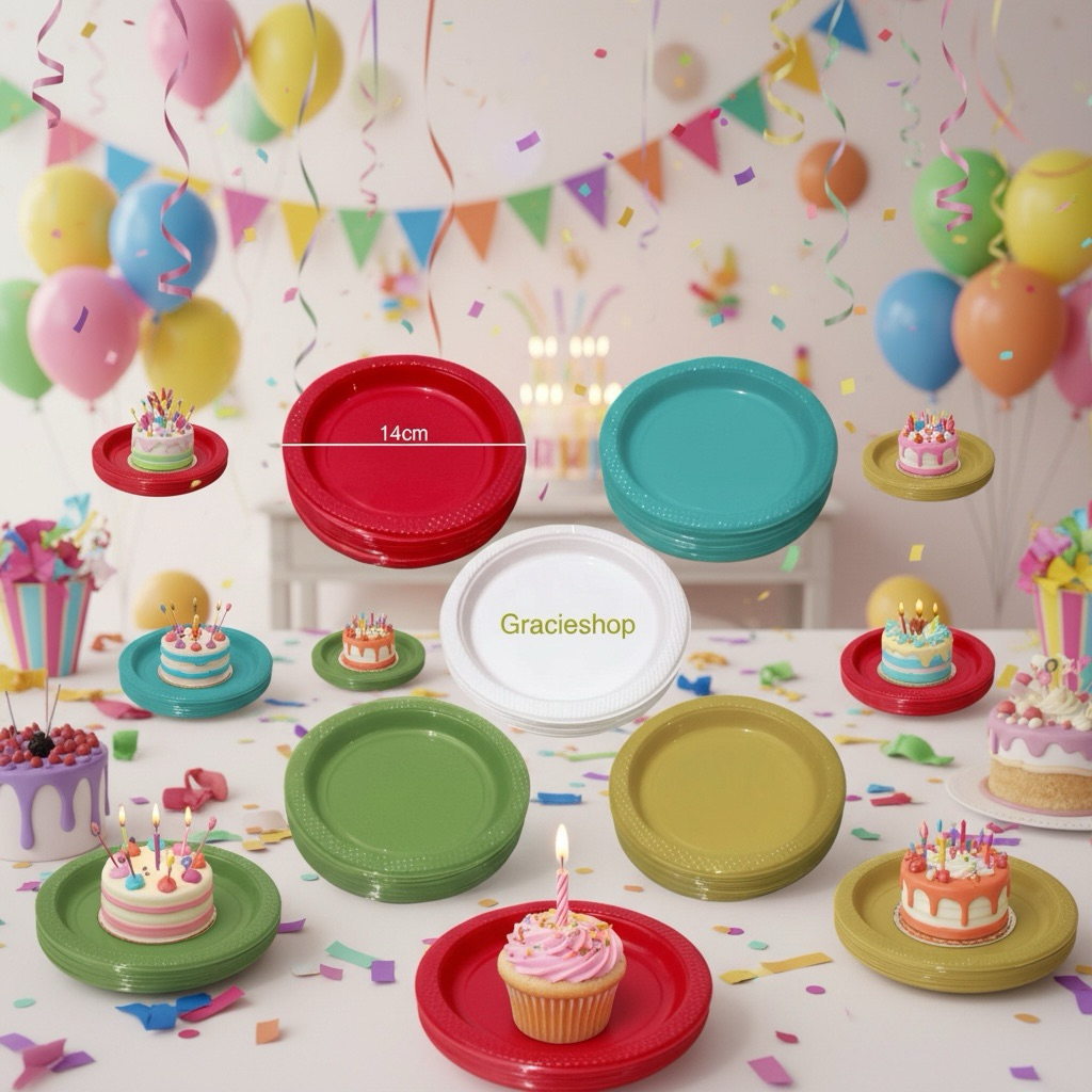 Piring Plastik Warna isi 20 Pcs / Piring Ulang Tahun / Piring Kue Acara