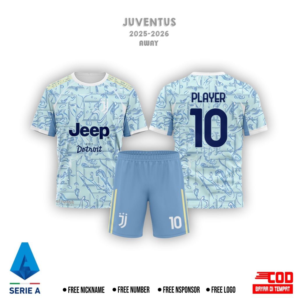 BAJU JERSEY JUVE AWAY TERBARU 2025/26 SIZE ANAK & DEWASA CUSTOM NAMA FULL PRINTING PREMIUM