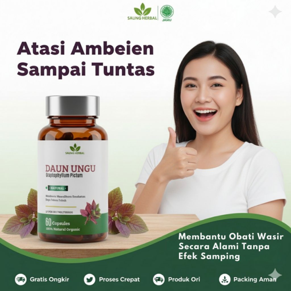 Daun Ungu - Obat Wasir Ambeien Sembelit Kapsul Daun Ungu Asli Halal