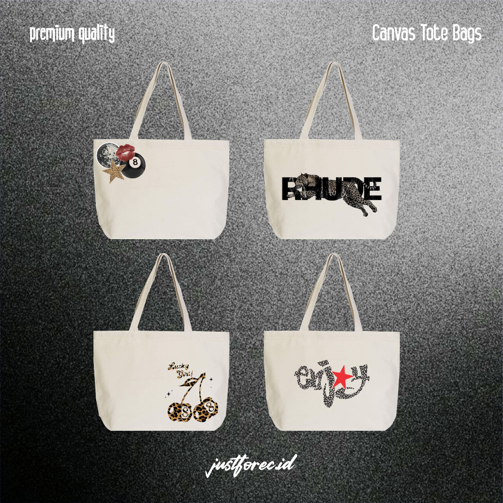 [JUSTFOREC.ID]Totebag Kanvas Trendy – Tas Kuliah / Kerja / Belanja / Healing