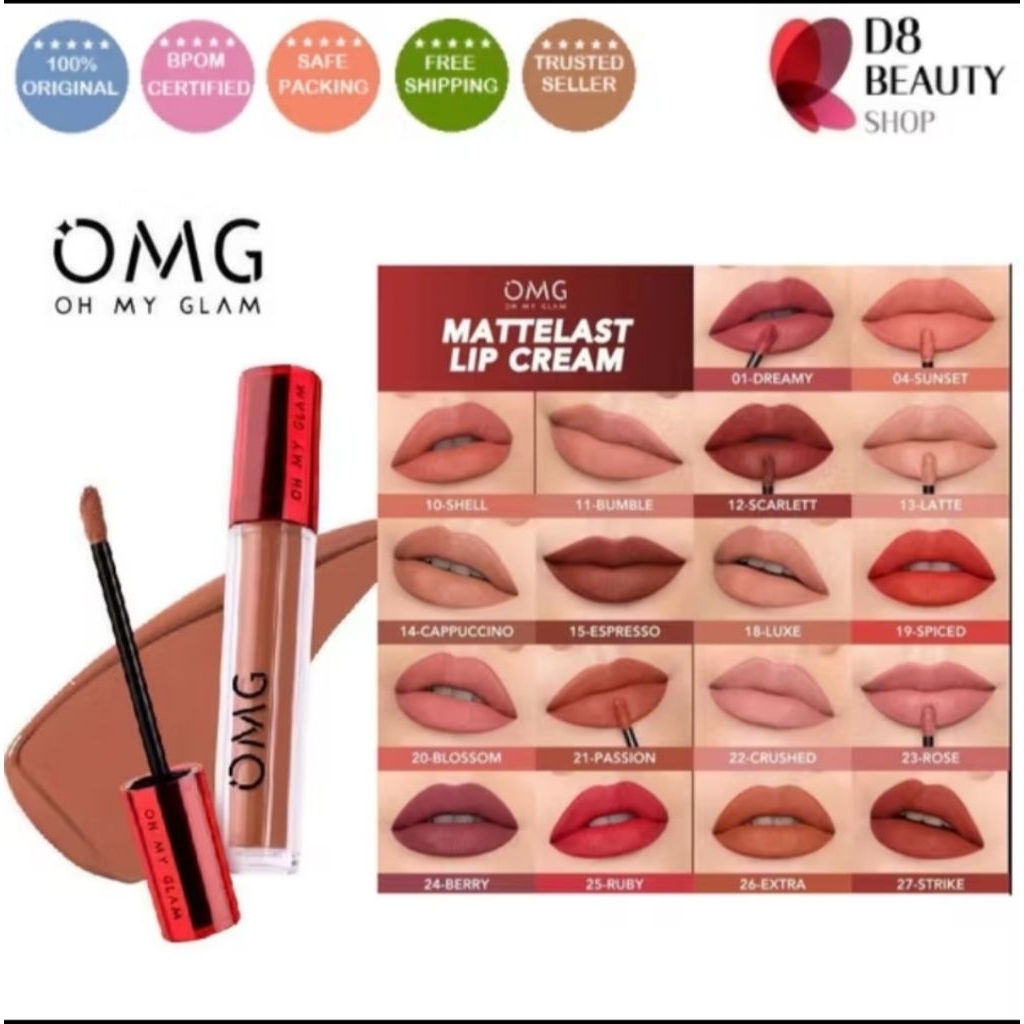 OMG OH MY GLAM MATTE KISS LIP CREAM MATTE LIPSTIK OMG