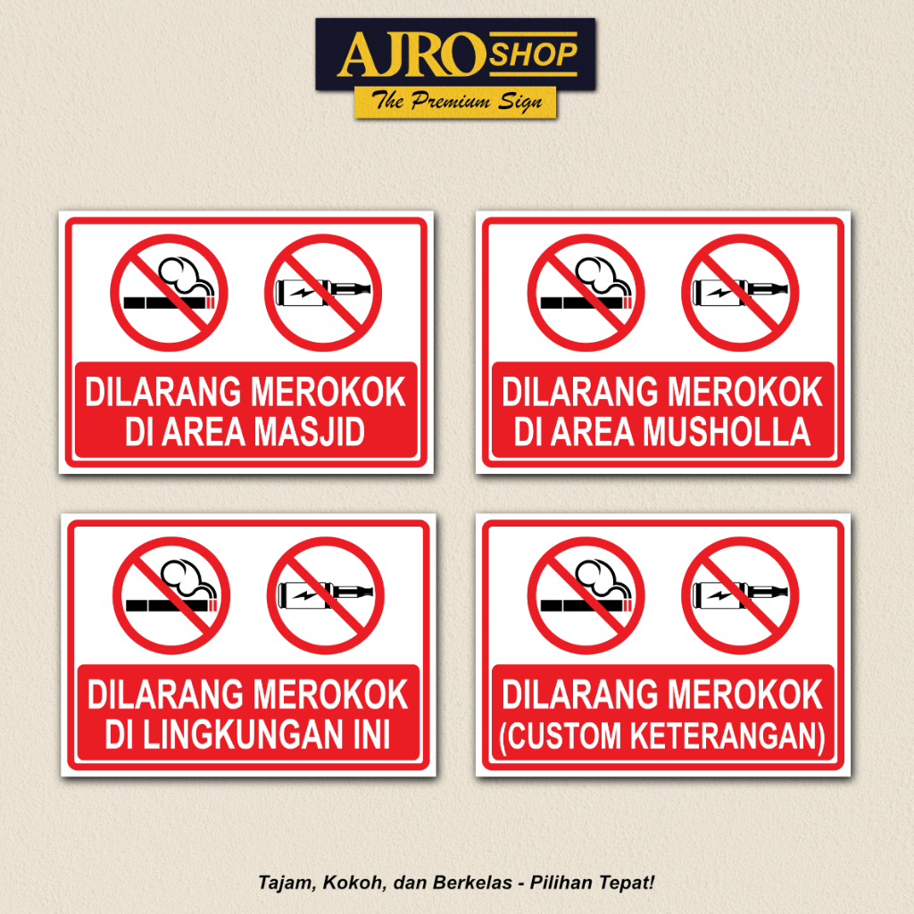 Dilarang Merokok di Area Masjid / Musholla  - Akrilik / Stiker Vinyl