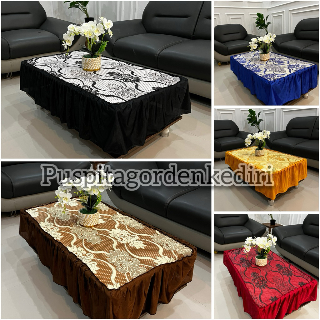Taplak Meja motif tulip / taplak meja tamu kotak/taplak meja blackout/taplak meja ruang tamu