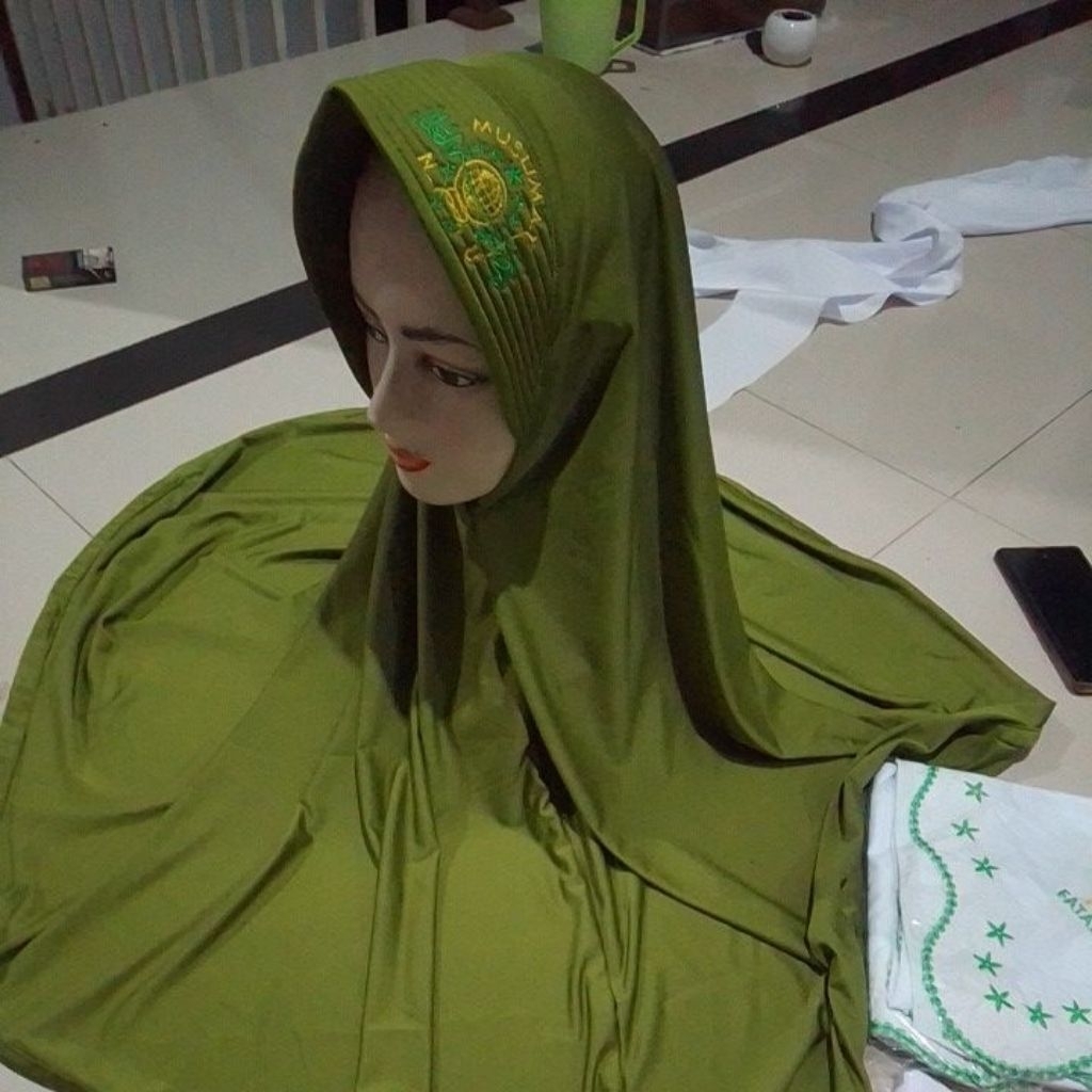 Jilbab Muslimat Jumbo kain jersey. Logo NU