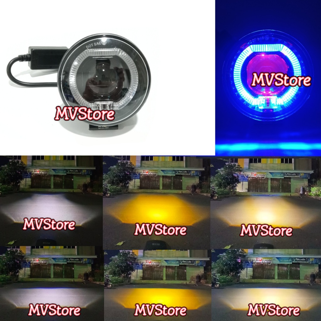 Lampu Tembak Sorot Led Biled Matrix 3 Warna Bulat A02 Ring Devil 3.5 Inch Waterproof Universal