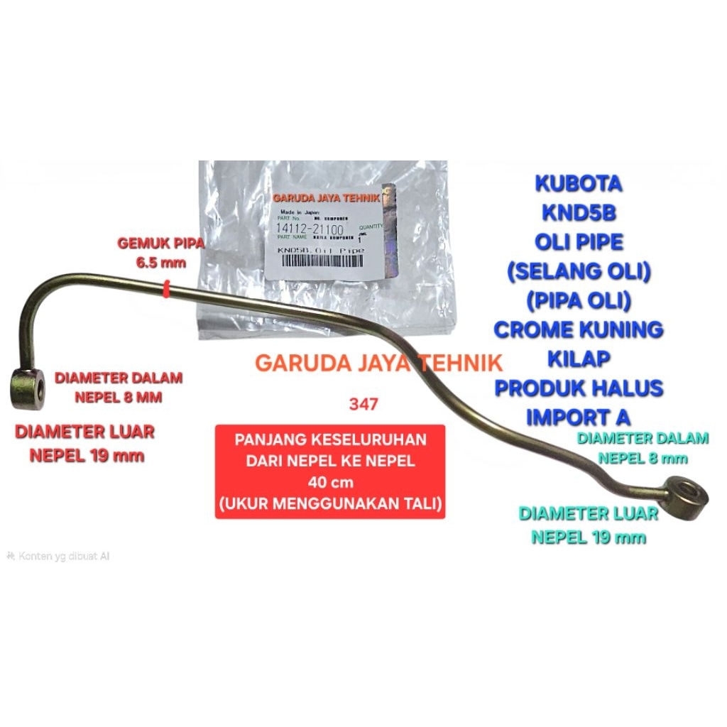Knd5b knd 5b oli pipe selang oli pipa oli crom kuning knd5b knd 5b mesin diesel kubota knd5b knd 5b.
