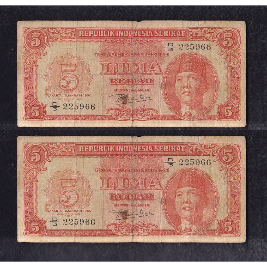Uang kuno 5 Rupiah RIS tahun 1950 #seri Oeang Repoeblik Indonesia (ORI)