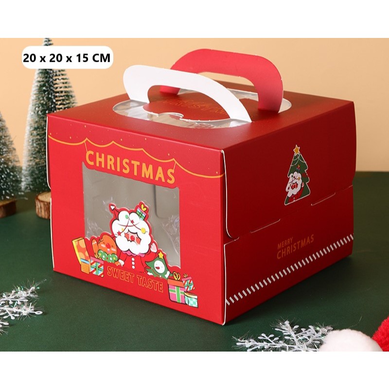Premium Box Natal 20x20 x15cm box kue natal box kue tinggi natal dus kue natal premium Kotak kue nat