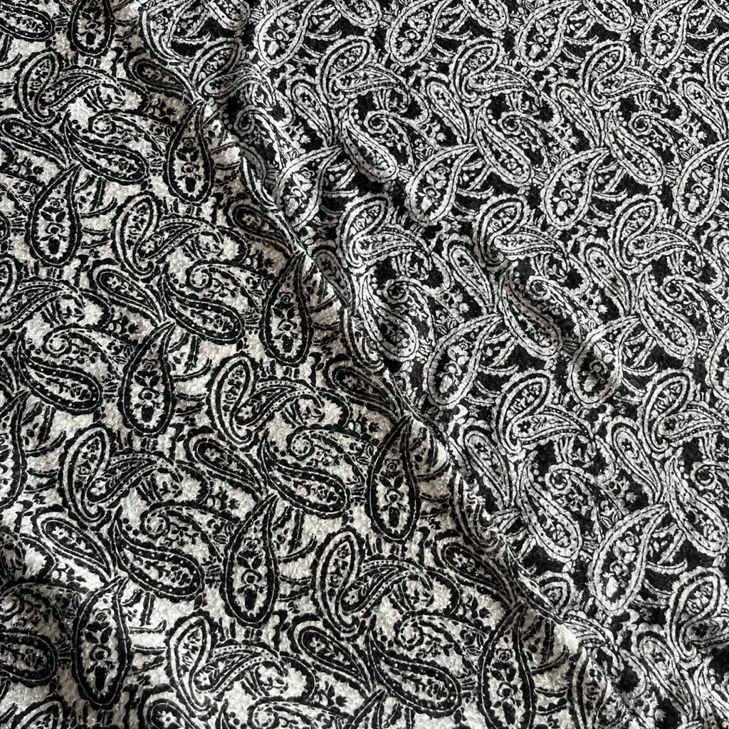 kain sifon silk motif paislay bulu bulu / kalau sifon embos