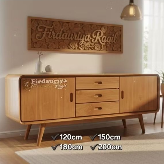 Buffet bufet bifet tv meja kayu jati minimalis antik jepara mebel laci 3 full kayu termurah terbaru 