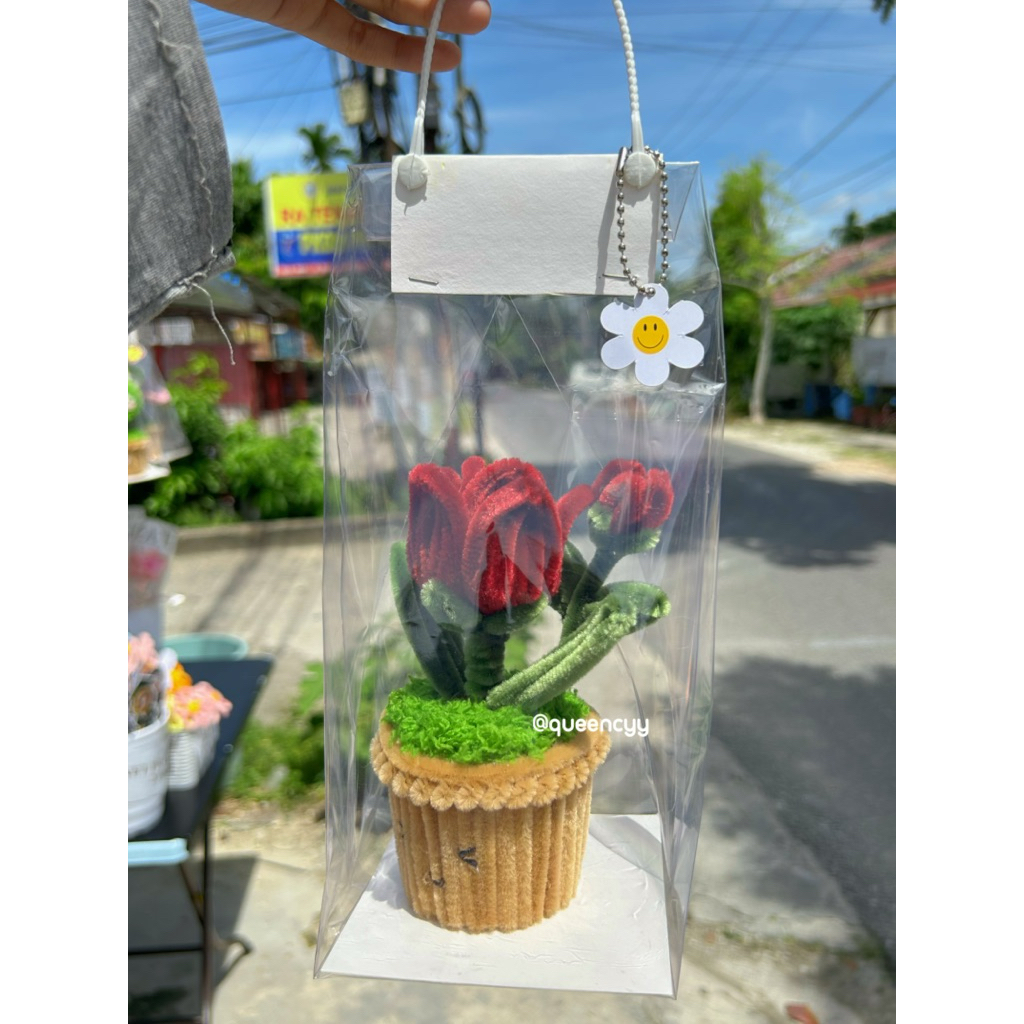 Pot bunga kawat bulu mawar | pot bunga hadiah | pot bunga hiasan