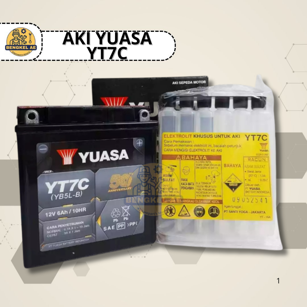 Aki Yuasa YT7C || Aki Kering YT7C 6Ampere 12Volt Merk Yuasa