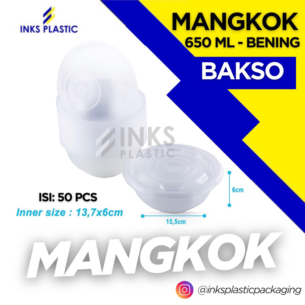 MANGKOK PLASTIK 650 ML MANGKOK BAKSO BENING