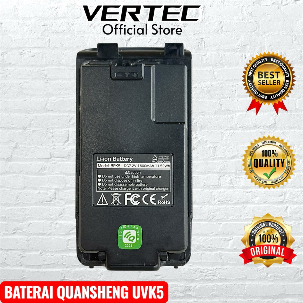 Baterai HT Quansheng UVK5 UVK6 Original Asli Compatible KSUN UV60D UV-60D TEXAS TX3 SCOM FC5 FC6 FC9