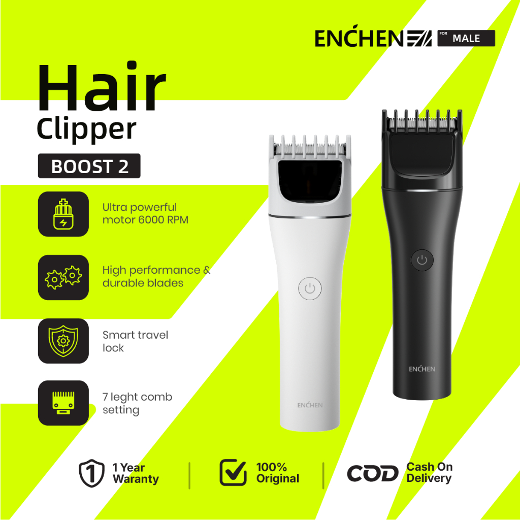 ENCHEN Boost 2 Alat Cukur Elektrik Hair Clipper Ceramic Smart Trimmer Travel lock