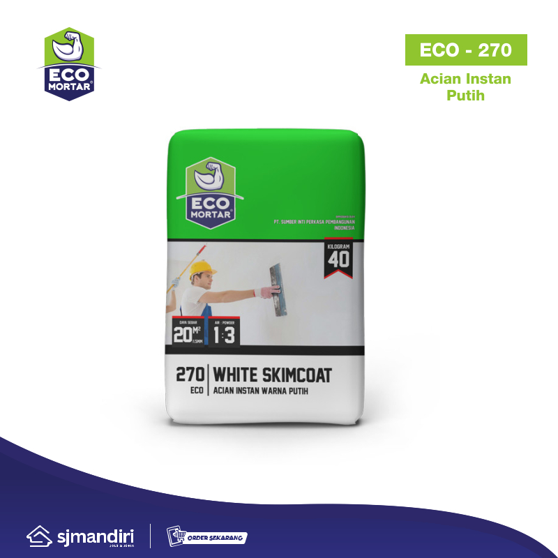 Eco Mortar Acian Instan Putih Eco 270 Mortar Instan Semen Instan Eco Mortar White Skimcoat