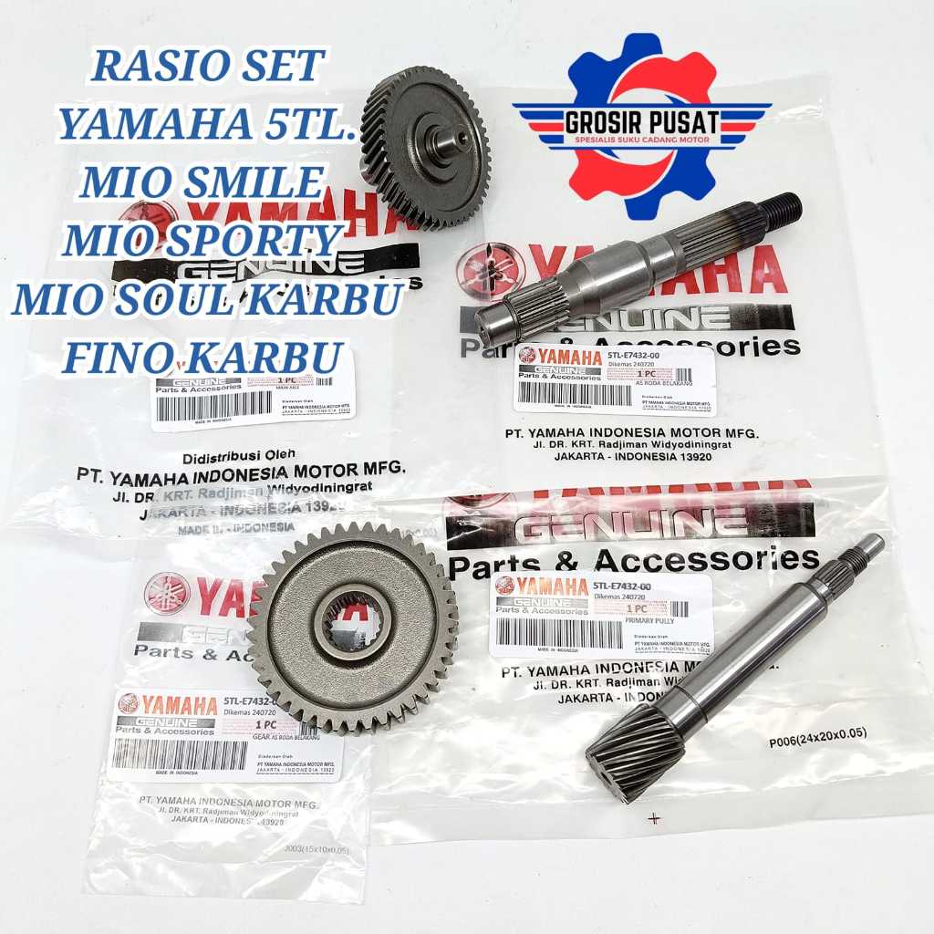 GEAR RASIO YAMAHA 5TL MIO GIR RASIO ORI YAMAHA MIO SPORTY GER RASIO SET FINO KARBU GER GIR RASIO MIO