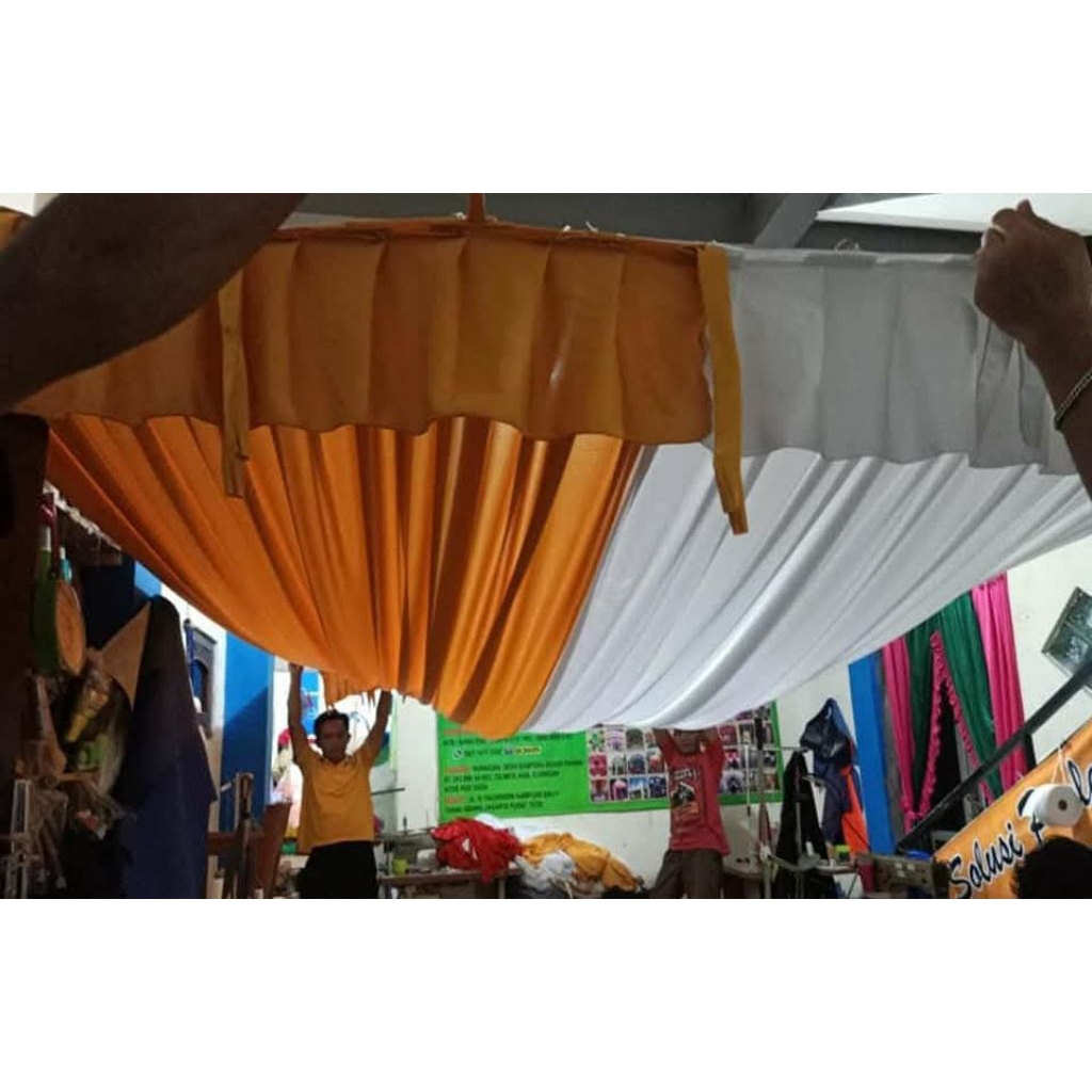 plafon dekorasi tenda model sisir / palfon model garis ukuran 6 x 8 meter dua warna