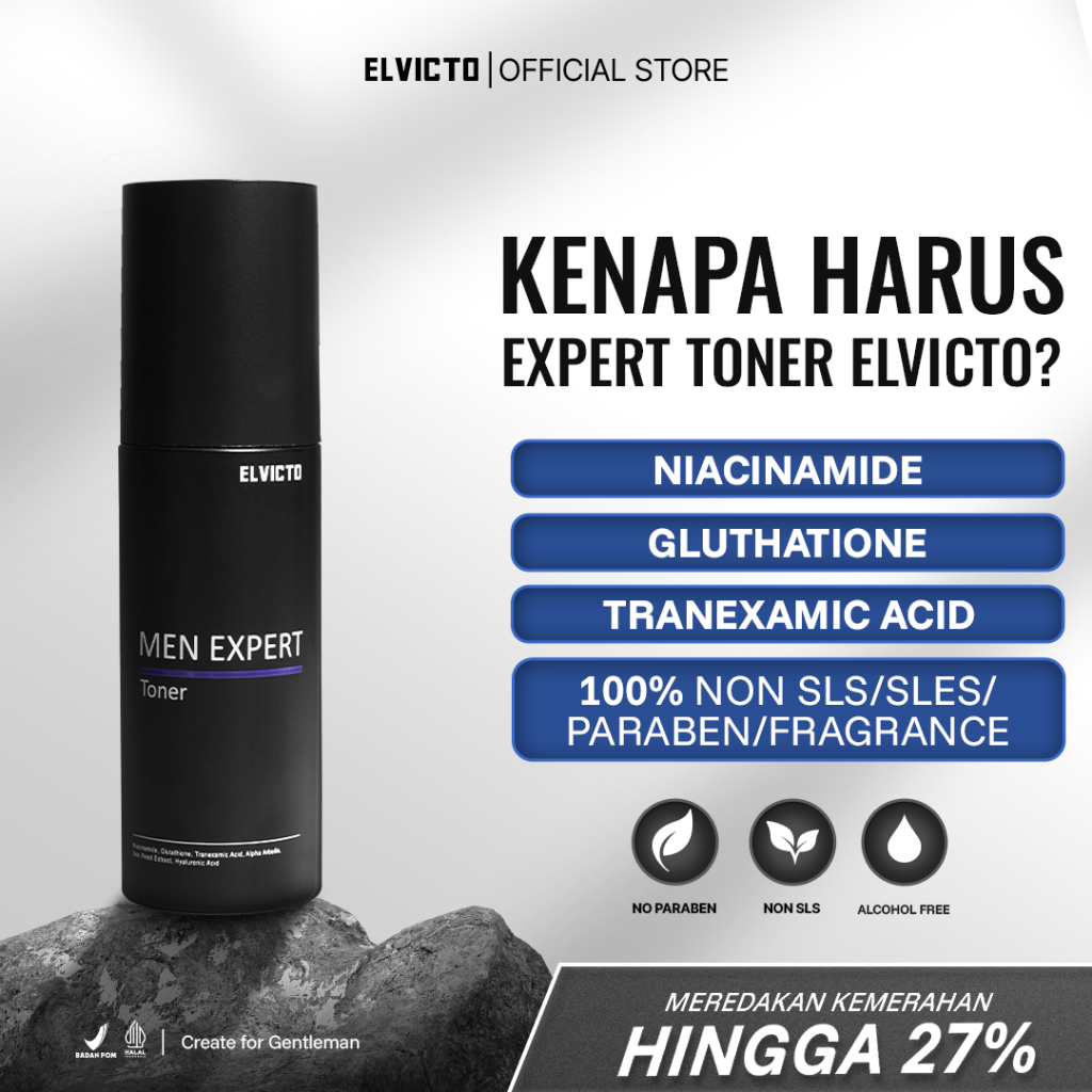 ELVICTO MEN EXPERT TONER 100ml | Toner Pria Toner Pencerah Toner Penyeimbang pH Kulit Toner Wajah To
