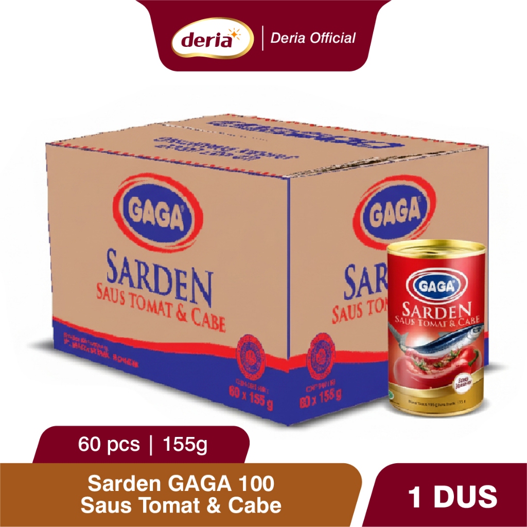 Sarden GAGA Saus Tomat & Cabe (1 dus isi 60 pcs) 155gr