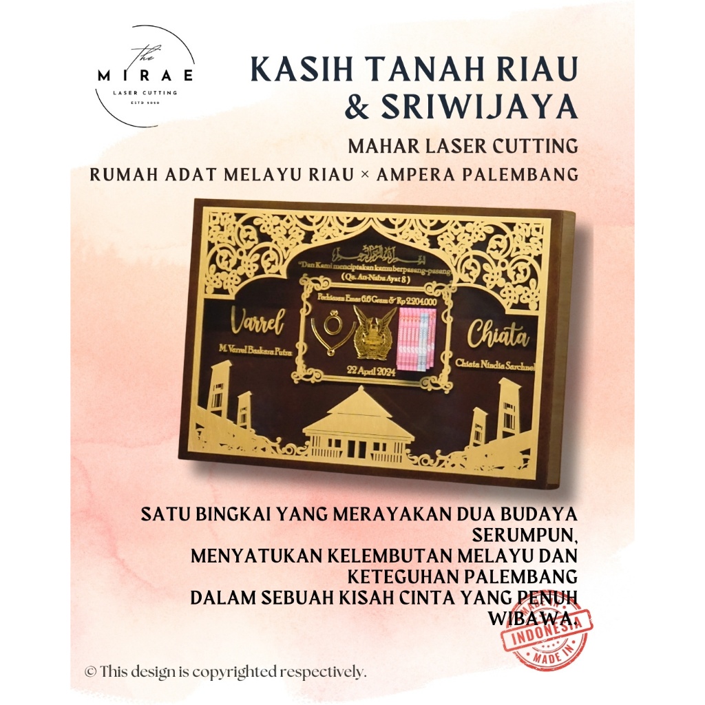 Mahar Laser Cutting Melayu Riau / Mahar Nikah Palembang Mix Series 30x45cm
