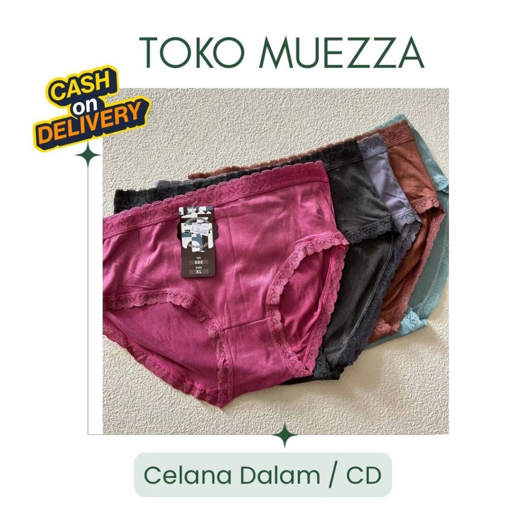 Muezza Beauty - Fema CD Celana Dalam Wanita - Sempak Katun List Renda - Super Soft Underware