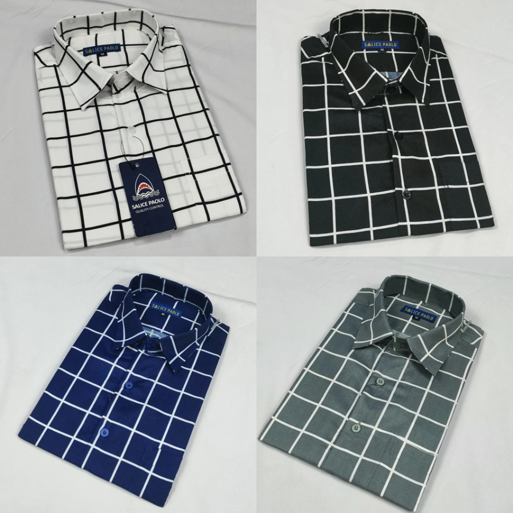 Kemeja Pria Motif Kotak Norton Salice Paolo Reguler Lengan Pendek