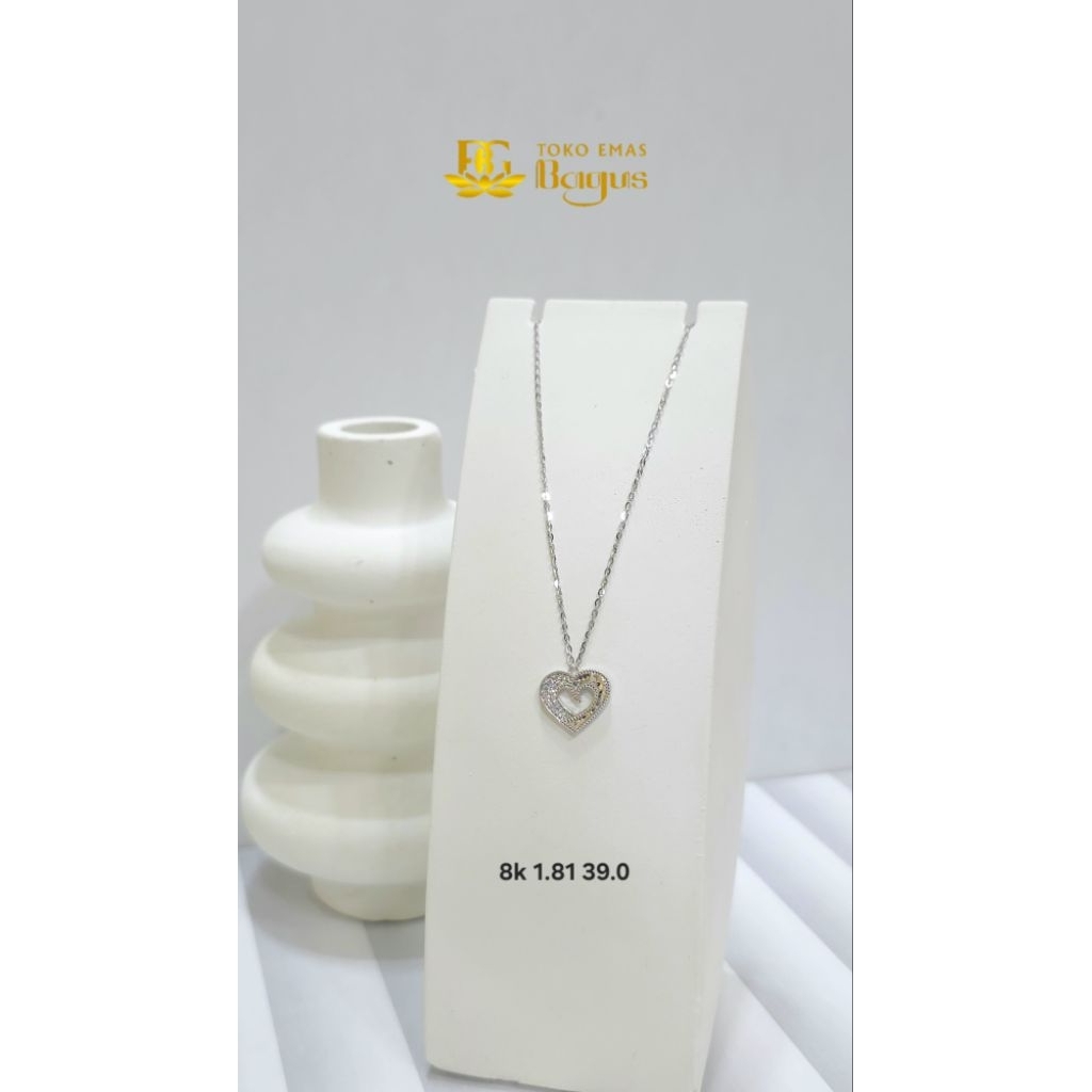 Kalung Nori Emas Putih Variasi Love Permata K375/8k