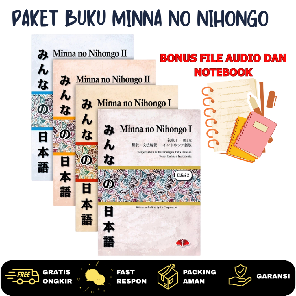 Buku Bahasa Jepang Minna No Nihongo Edisi 2 Ukuran Besar B5 - Buku Minna No Nihongo 1 dan 2 Edisi 2