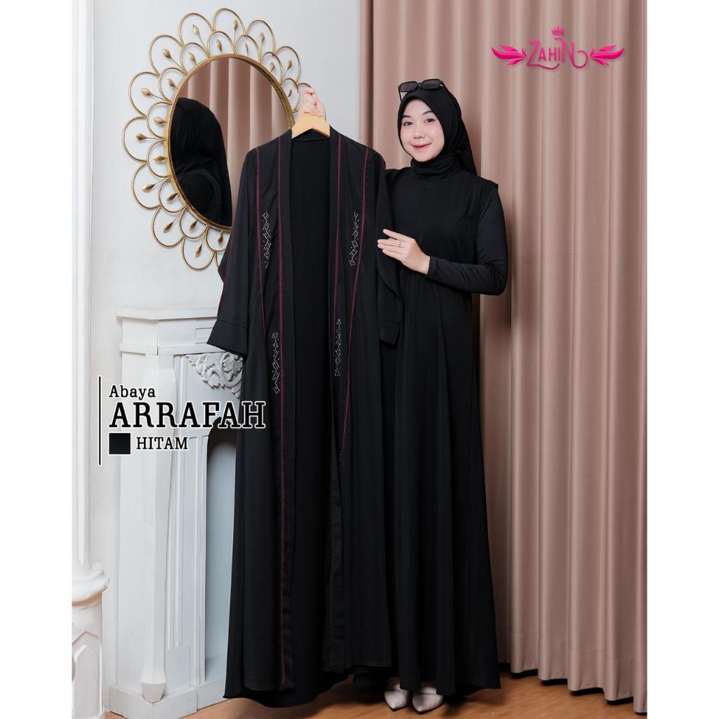 baru gamis Arrafah set outher cardigan terpisah remaja kekinian murah polos zahin simple elegan h ke