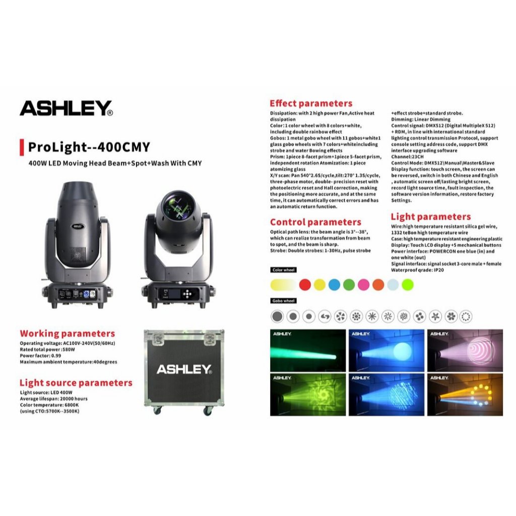 Moving Head Beam 400 watt BSW ashley 400CMY