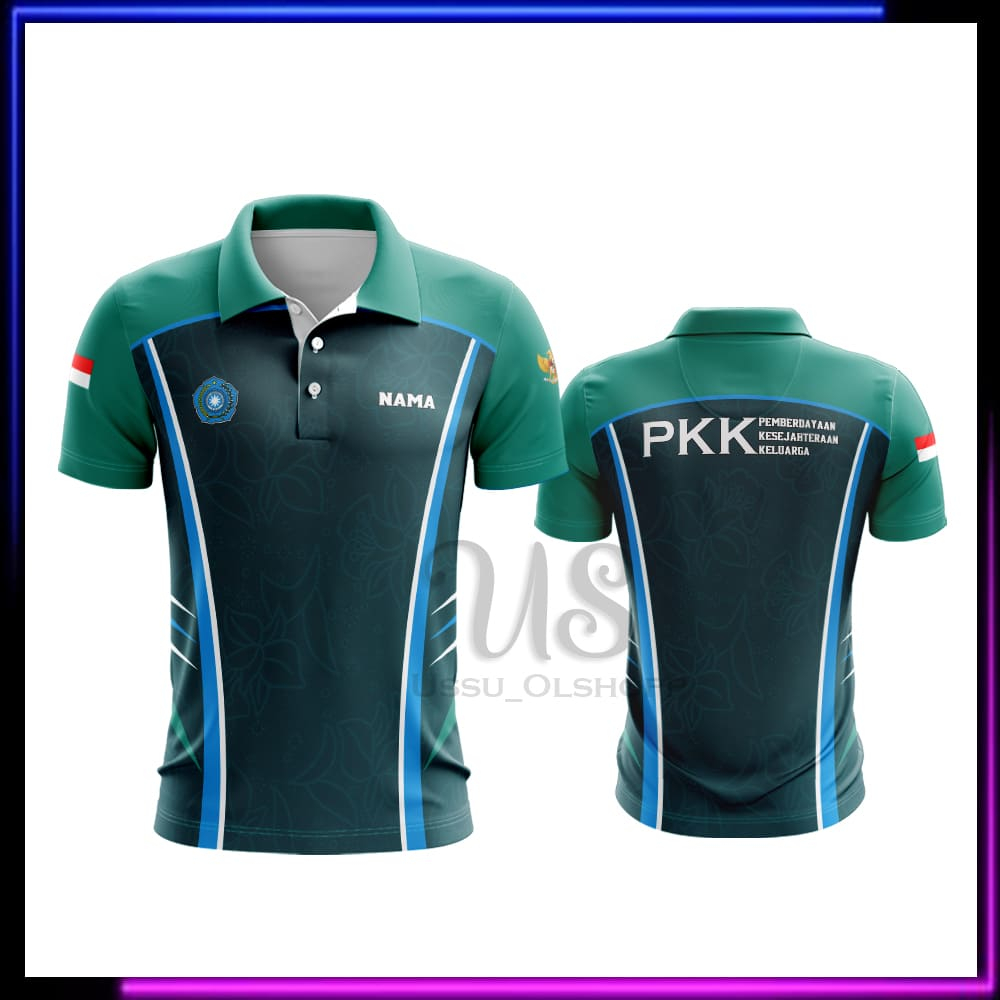 Seragam Batik PKK - Jersey Batik PKK Pria - Kaos Polo PKK Nasional Lengan Panjang Custom Nama