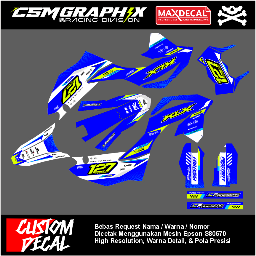 PREMIUM CUSTOM DECAL / DEKAL STIKER MOTOR KLX 230 / DEKAL STICKER BODY MOTOR KLX 230 FULL BODY DESAI