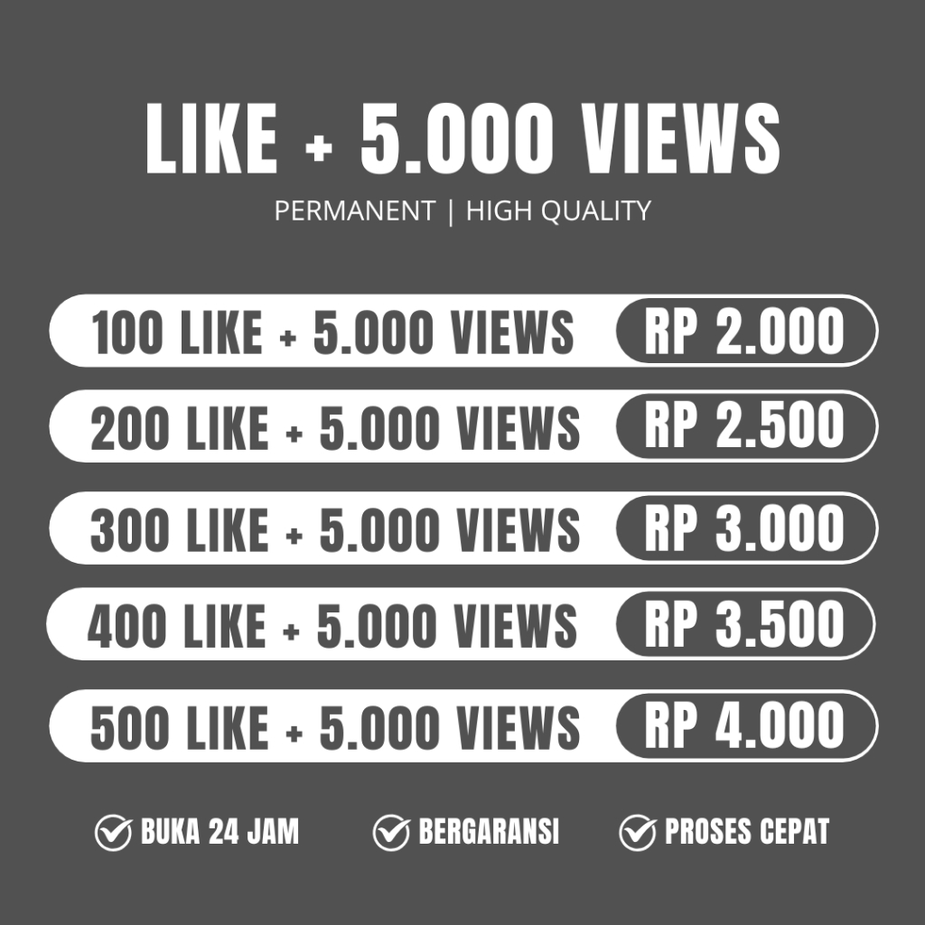 LIKE TIKTOK BONUS 5.OOO VIEWS TIKTOK TERMURAH REAL CEPAT PERMANEN