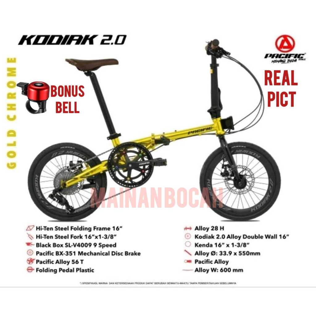 SEPEDA LIPAT 16 INCH PACIFIC KODIAK 2.0  3x8 SPEED BY PACIFIC KODIAK 2.0 MODEL TERBARU