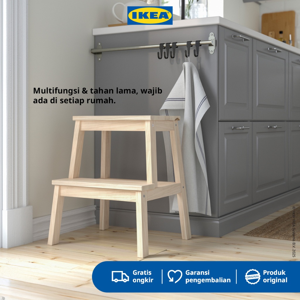 IKEA BEKVAM Bangku Tangga Serbaguna Bahan Kayu 50 cm - Aspen