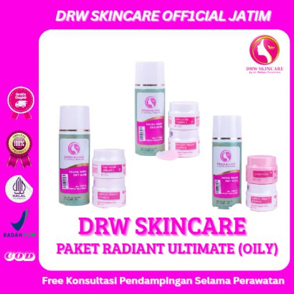 DRW SKINCARE PAKET RADIANT ULTIMATE OILY | DRW Skincare Original | Perawatan Kulit Berminyak mencera