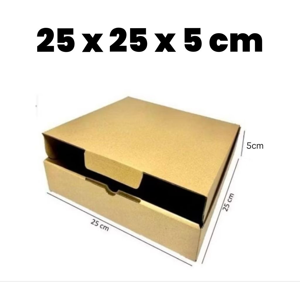 kardus box die cut 25x25x5cm/ kotak dus E Flute Single Wall coklat polos/kotak kado/kotak hadiah