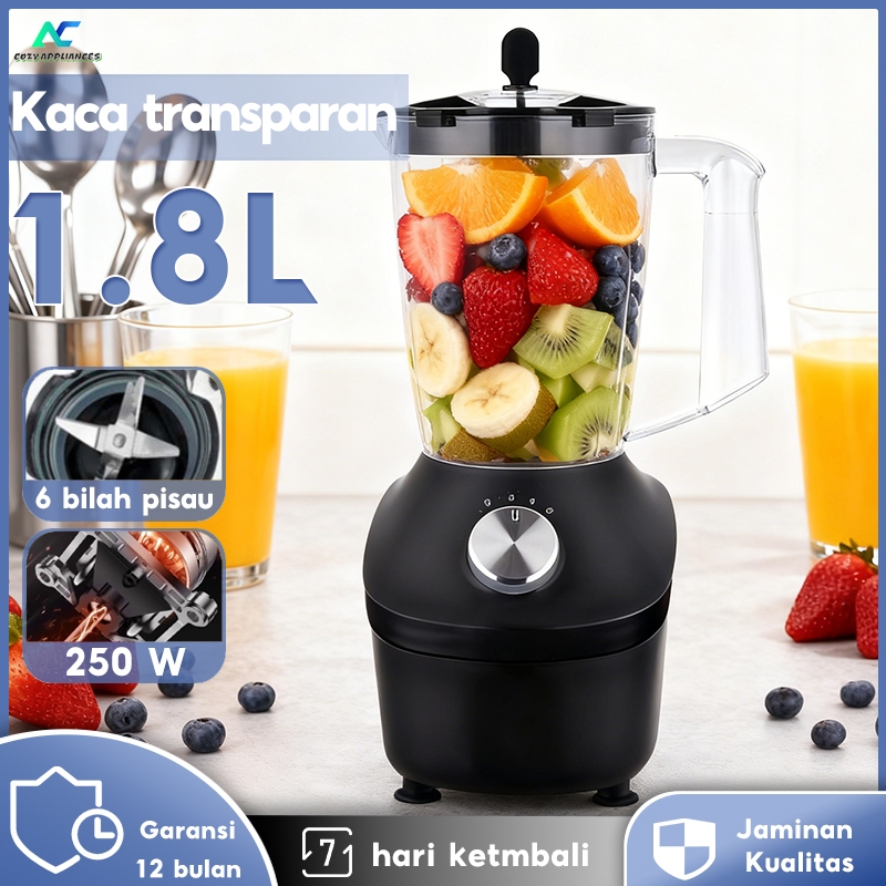 Tixx blender Juicer Multifungsi 1.8L Daya rendah 250W 2 in 1 Enam bilah pisau  blender