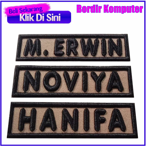 Bordir Timbul Nama Pramuka Bahan RAPILO, Poliester  BORDIR KOMPUTER