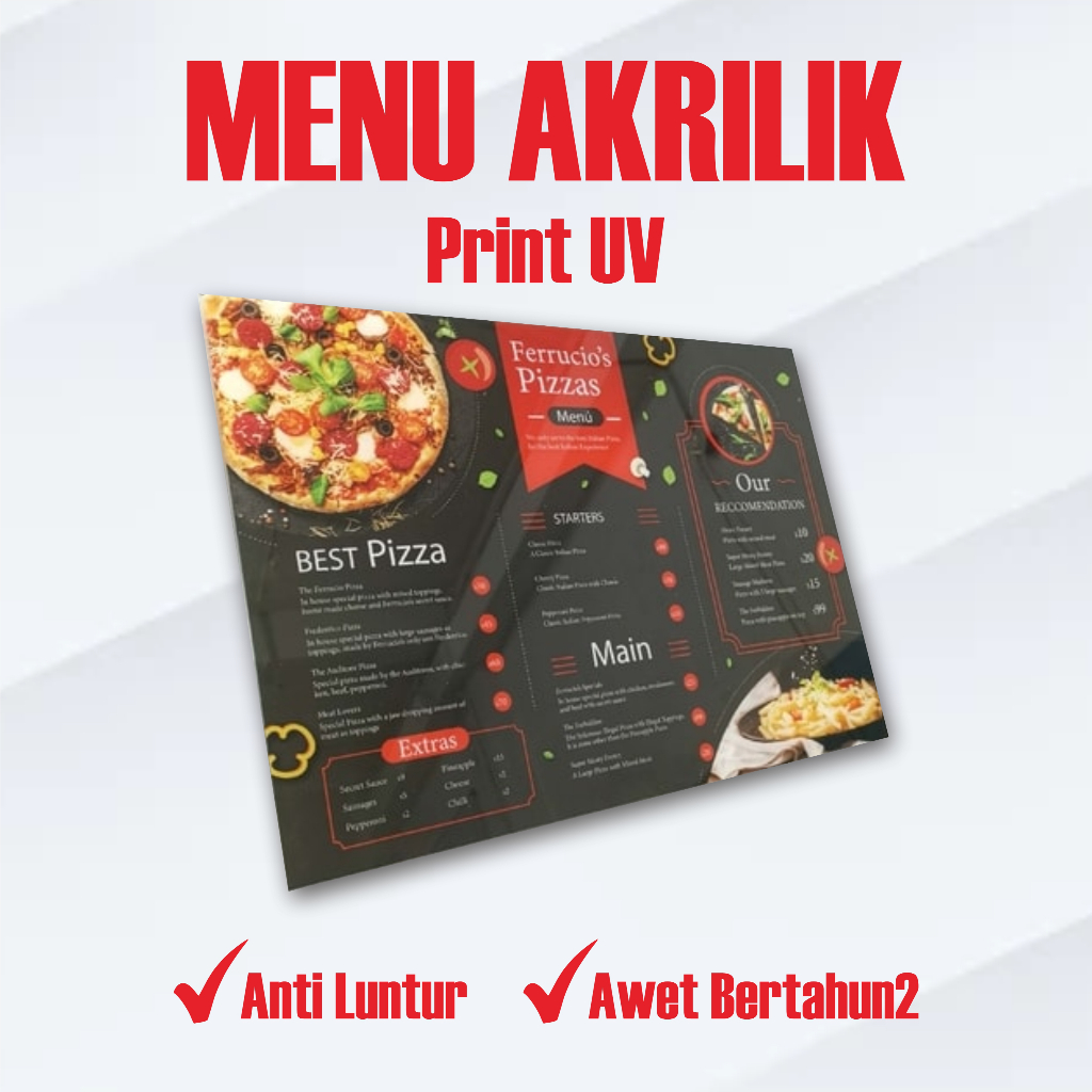 Custom Request Acrylic Menu Sign Board (FREE DESIGN)