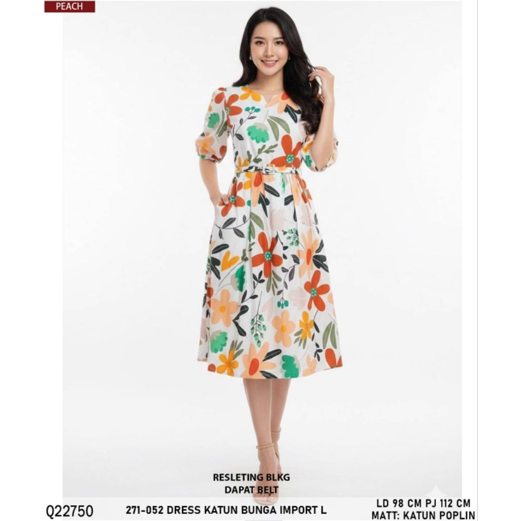 dress katun poplin import size L