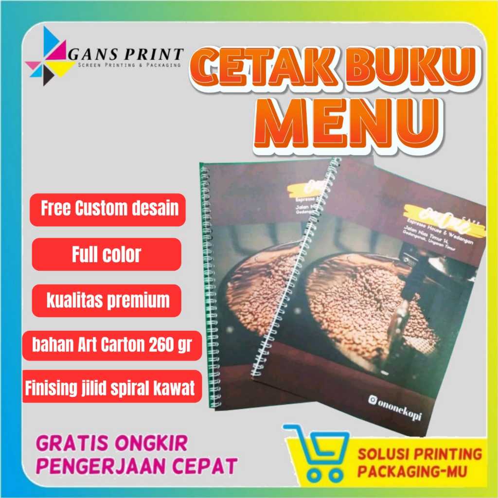 Cetak Buku Menu Spiral - Tahan Lama & Profesional untuk Bisnis Kuliner Anda